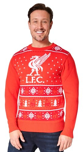 Liverpool FC Pull de Noël Homme Christmas Jumper Homme Ado Officiel Idée Cadeau Fan de Foot M-XXXL