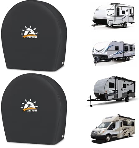Zettum Coperture per pneumatici da 2 pacchetti adatti a pneumatico diametro 26-29 pollici (66-73 cm), coperchio per auto per auto impermeabile PU Oxford per camper, camion, SUV