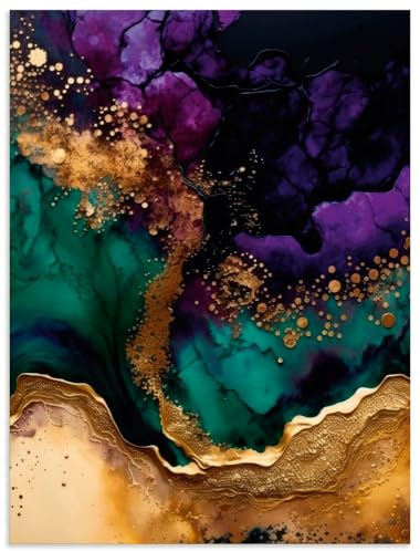 ARTland Wanddeko Wandbild Alu Verbundplatte für Innen & Outdoor Bild Abstrakte Deko Modern Liquid Marmor Achat Tinte Mitternacht U4WD