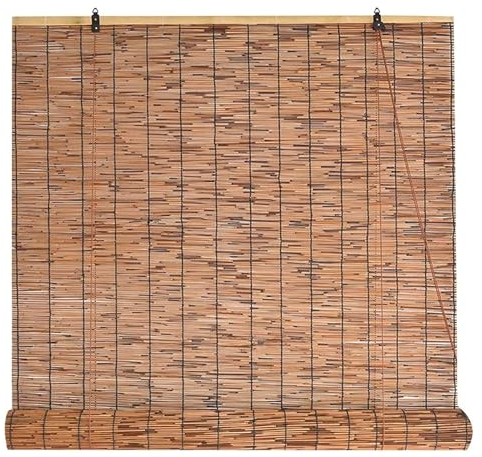 Bambus Jalousien Innen Bambusrollo 90x200 120x200 150x230 Sonnenschutz Wetterfest Raffrollo Holzrollo Natur Anti-UV Bambus Rollo Sichtschutz Fenster Rollo Ohne Bohren ( Color : 70cm Breit , Size : 120