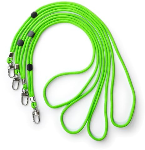 bärge.band® långt justerbart bärband/nackband med karbinhakar, 4 st neongrön