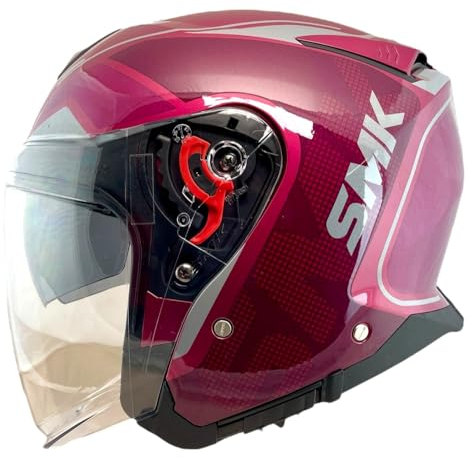 SMK Helmets Jet GTJ Tourer hjälm Dekorerad Rosa Glitter 22.06 Sol Visir för Unisex Motorcykel (S 55/56)