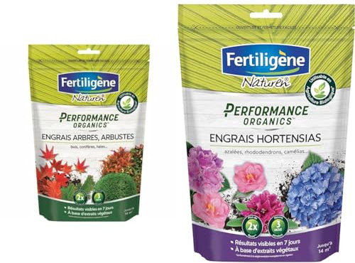 FERTILIGENE NATUREN POEARB7 - Engrais Granulés Performance Organics Arbres, Arbustes, Buis & NATUREN POEHOR7 - Engrais Granulés Performance Organics Hortensias, Rhododendrons, Camélias UAB 700g
