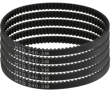 sourcing map 5pcs HTD-3M Rubber Timing Belt 80 Teeth, 240mm Pitch Length x 6mm Width x 2.4mm Height, Closed Loop Pulley Timing Belt