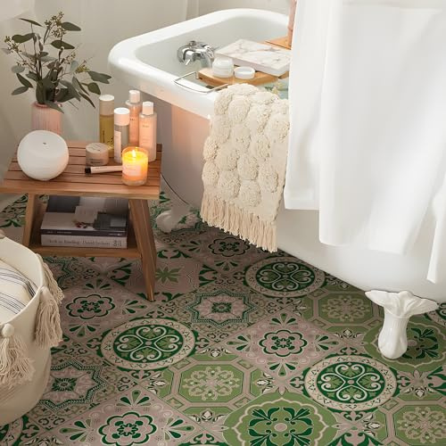 Alwayspon Adesivo per Piastrelle, 25PcsX20cm/8pollici Verde Autoadesivo Adesivo per Piastrelle da Incollare per Cucina e Bagno, Paraschizzi, Adesivo per Piastrelle da Pavimento e Parete in Vinile da