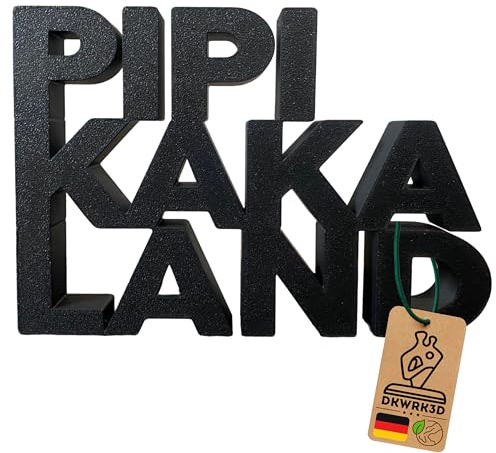 Pipi Kaka Land Schild - Kunststoff Aufsteller Gästebad Deko - Toilette Bad Schriftzug - WC Schild Lustig - Toilettenschild Badezimmer - Gäste WC Bild - Witzige Pippikakka (Schwarz, L)