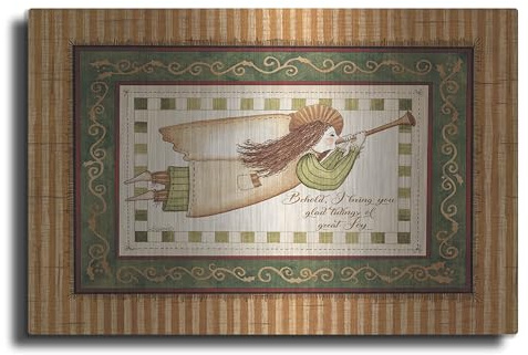 Luxe Metal Art 'Angel with Trumpet' by Linda Spivey, Metal Wall Art, 16x12