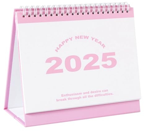 Tischkalender, Läuft von Oktober 2024 Bis Dezember 2025 Dickes Papier Stand-Flip-Kalender 2025 mit Doppeldrahtbindung für für Zuhause Büro Schule (Rosa)