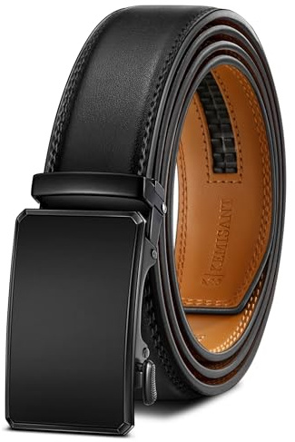 KEMISANT Gürtel Herren, Ledergürtel Ratsche 35mm,Größe Angepasst | Herrengürtel Automatikschließe für Business Anzug