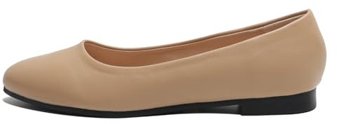 Bismaa Women Ballet Shoes - Ladies Casual Wear Every-Day Closed Toe Ballerina Pumps Slip On Ballerina Flats for Womens Beige PU-6UK