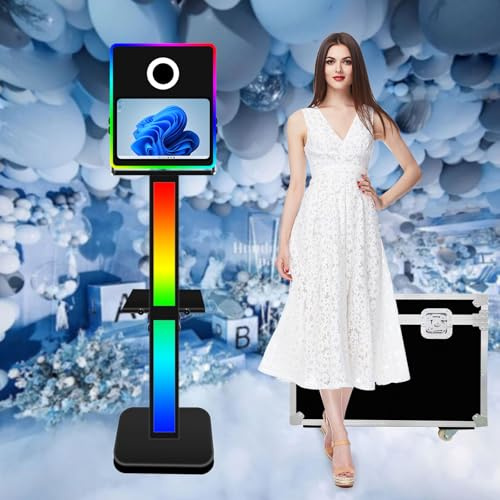 VANYA DSLR Fotobox Maschine mit 15.6 Zoll Touchscreen, Tragbare Photobooth Mit RGB Licht Selfie Fotobooth, Fotokabine mit Mini PC Flightcase,Foto Box Für Hochzeiten Feiern Partys (Black, Photo Booth)
