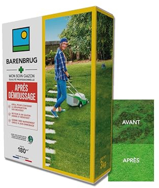 Barenbrug - Cuidado Después Desmossado - Limita la Reaparición de Musgo - Césped Denso y Resistente - Germina Muy Rápido - Semillas con Recubrimiento - Fabricado en Francia - 3 Kg