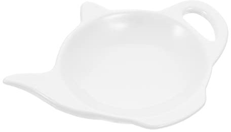 Holibanna Teabag Holder Ceramic Tray White Porcelain Teapot Shaped Dish for Tea Parties and Spoon Rest Easy to Clean