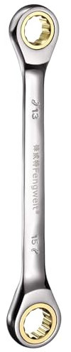 sourcing map Double Box End Ratcheting Wrench Spanner, 13X15mm 72 Teeth 12 Point Cr-V Metric Ratchet Wrench Gear Spanner Tool for Repair Assembly