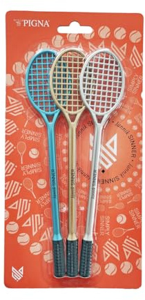 Pigna, Set med 3 pennor, racketformat gelbläck, Sinner
