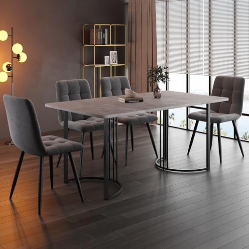 Oslghy Juego de Comedor Mesa Extensible y 4 Sillas, Juego de Mesa Extensible y 4 Sillas Cocina, 140x80x75 cm Mesa de Comedor Rectangular 4 Personas, Modern Dining Table and Chair Set (Gris)