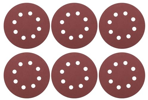 sourcing map 20Pcs 5Inch Sanding Discs 180Grit Red Aluminum Oxide 8 Hole | Hook and Loop Sandpaper Orbital Sander Sandpaper for Woodworking Automotive Metal Polishing