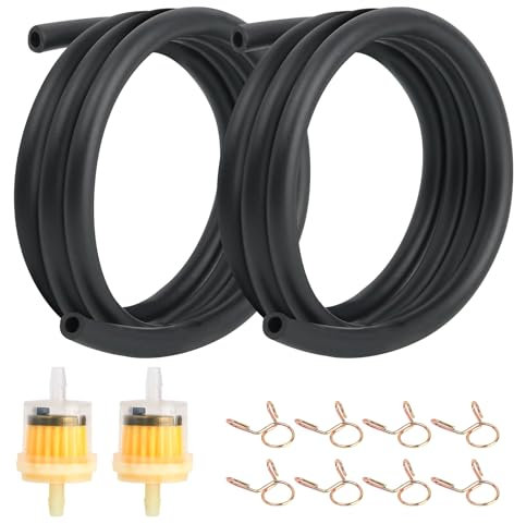 Kit Tubo Benzina 5 mm, 2 Piezas 1 m Tubo del Carburante 2 Filtri Carburante 8 Fascette Stringitubo, Tubo Della Benzina para Motocicletas Tractores Scooters Tagliaerba