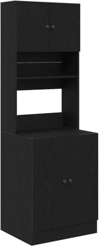vidaXL Buffet de Cuisine avec Porte 2 pcs Chêne Noir 60 x 50 x 180 cm, Buffet de Cuisine Moderne, étagères rectangulaires, Rangement Pratique, Organisateur stylé, Solutions généreuses pour Cuisines