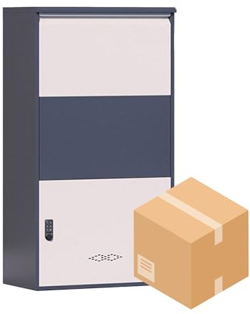 Outdoor Parcel Drop Box Package Delivery Box for Outside, 30'' X 16'' X 8'', Large Steel Delivery Box for Packages, Anti-Theft Wall Mounted Mailbox, Lockable Drop Delivery Box for Porch, Cur