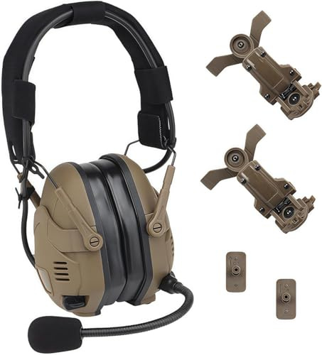ACEXIER Tactical Bluetooth Headset Hunting Shooting Noise Cancelling Headphones for FAST Helmet 0PS W.endy A.RC Sound Pickup Headset (Khaki)