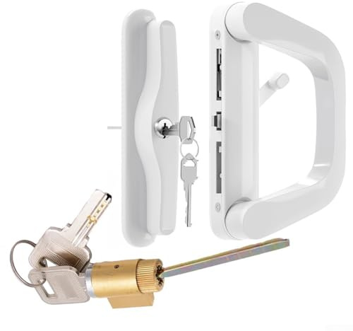 Set di maniglie per porte scorrevoli per patio con chiavi, kit di ricambio per serratura della porta in vetro, hardware di sicurezza per la casa, meccanismo di chiusura per porta scorrevole in vetro