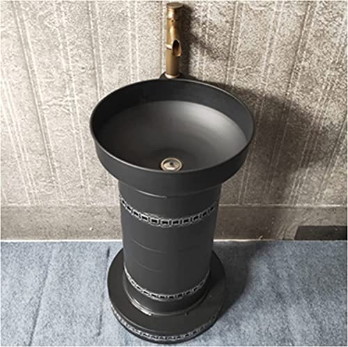 Meuble de Salle de Bain sur Pied avec lavabo sur Pied et Meuble sous-Meuble Brillant (Bronze, avec Miroir argenté)
