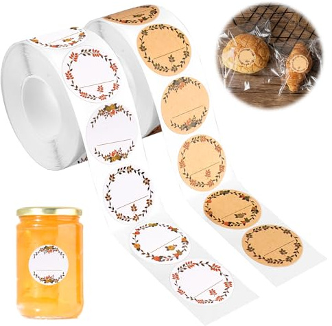 EXIN DEHCEN 1000 Stück Rund Etiketten Marmelade, 2.5 cm Etiketten Selbstklebend, Klebeetiketten zum Beschriften, Aufkleber für Marmeladengläser, Geschenktüten, Umschläge, Gewürzetiketten