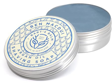 Bart’s Balm Handmade Sandalwood Shaving Soap – Argan Oil - Ben Macdui – Rich, Protective, Lather, Natural Ingredients, Premium 120 g Tin – Handmade in Scotland