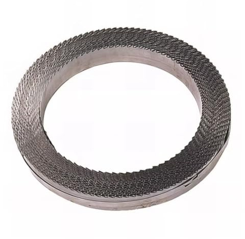 Rouleau de 50 M Lame de Scie à Ruban Bois 10 x 0,4 x Z6 mm - Denté, Avoyé, Affûté - Acier C75 - Diamwood
