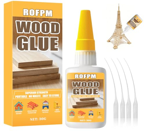 Colle A Bois Extra Forte, Colle Maquette, Imperméable, Transparente et à séchage Rapide, Pour Chêne, Meubles, Produits et Artisanat en Bois, 30g