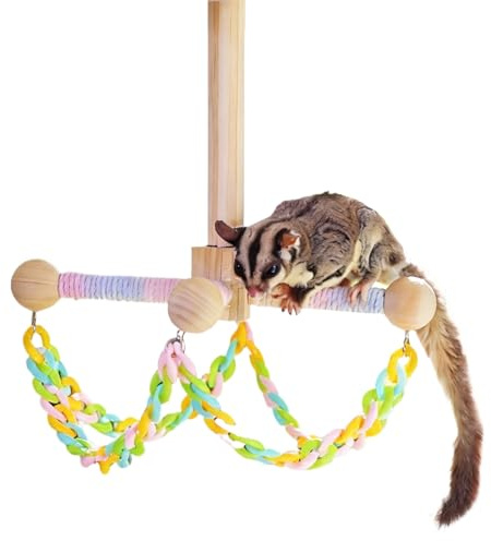 Balançoire en bois pour petit animal domestique - Jouet d'exercice pour furet, hamster, guinée, gerbille, hérisson, perruche, calopsitte, conure
