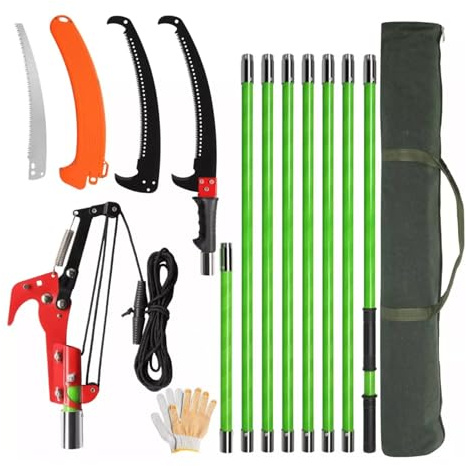 ALCXAZS Podadora de árboles Manual Resistente y Duradera, podadora de pértiga 26 pies, Manual árboles para podar Palmeras
