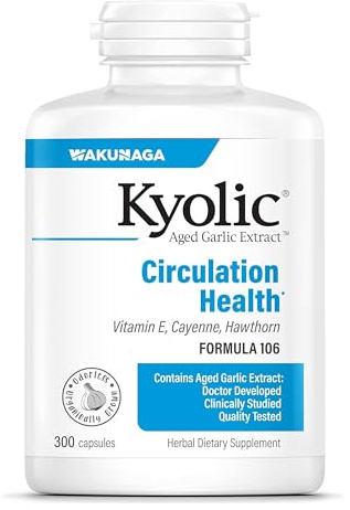 Kyolic Aged Garlic Extract Formula 106, Circulation Health, 300 Capsules (Packaging May Vary)