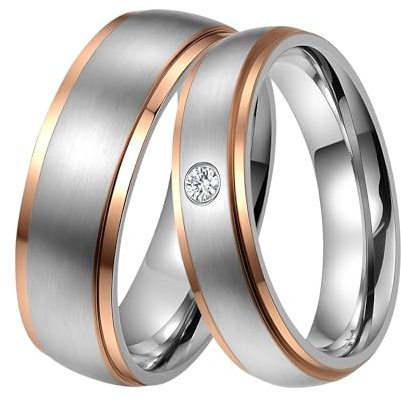 DOOSTI Partnerring/Trauring SUNSHINE - BICOLOR Chirurgischer Edelstahl mit Gratis Gravur ST-064-D