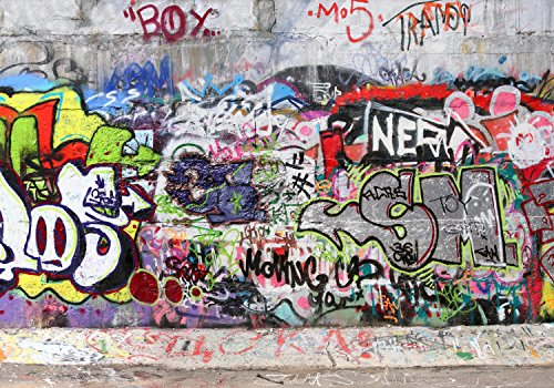 wandmotiv24 Fototapete Abstrakt Graffiti 3, S 200 x 140cm - 4 Teile, Wanddeko, Wandbild, Wandtapete, Streetart, Vintage, Muster M0027