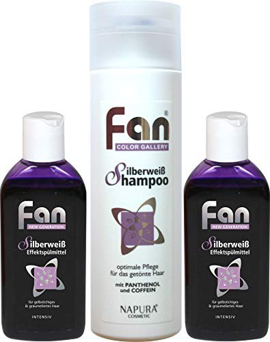 Fan Silberweiß Effektspülmittel Original 2 x 100 ml + Shampoo 200 ml | Anti-Gelbstich