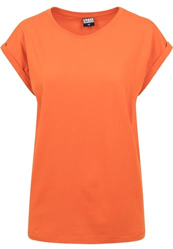 Urban Classics Damen T-Shirt Ladies Extended Shoulder Tee, T-Shirt mit überschnittenen Schultern, aus Baumwolle, erhältlich in vielen Farben, Rust orange, M