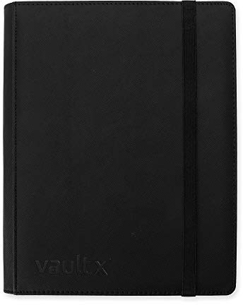 Vault X Álbum Exo-Tec con Correa, para 360 Cartas Coleccionables, 9 Bolsillos, 20 Páginas de Carga Lateral (Negro)