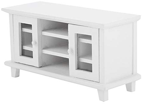 Zerodis 1:12 Puppenhaus Holz TV Kabinett Miniatur Puppenhaus Wohnzimmer Möbel Puppenhäuser Dekoration Ornamente Zubehör mit Doppel Offenen Türen für Kinder Pädagogisches Vorgeben