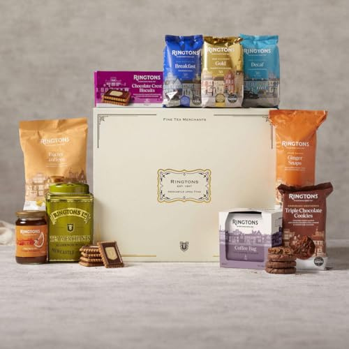 Ringtons Luxury Gold Gift Box | Luxury Tea, Coffee and Biscuit Gift Set | Luxury Biscuit Gift Set | Suitable for Vegetarians