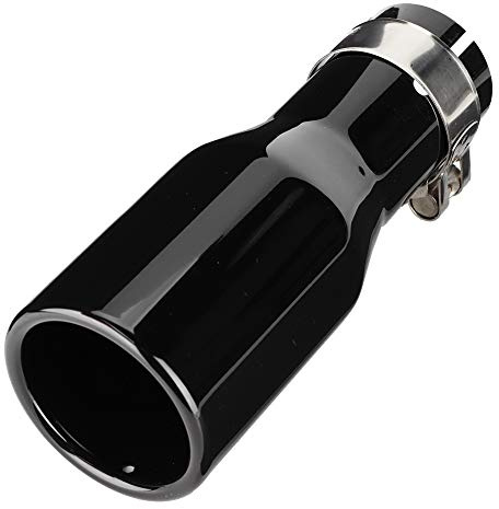 Hlyjoon Auspuffblende Auto Auspuffrohr Endrohr Auspuff Edelstahl Auspuffanlage Universal Auspuffendrohr mit Klemme Lufteinlass 54mm Luftauslass 76mm Hohe Temperaturbeständigkeit Leuchtend Schwarz