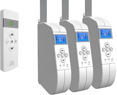 WIR elektronik, eWickler Comfort 3 Fenster Funk-Set, eW940-F-M, 3x Gurtwickler + 1x Fernbedienung FB-9, für 15mm Gurtband, Aufputz, bis 45Kg, Fahrtzeiten einstellbar (3 Fenster)