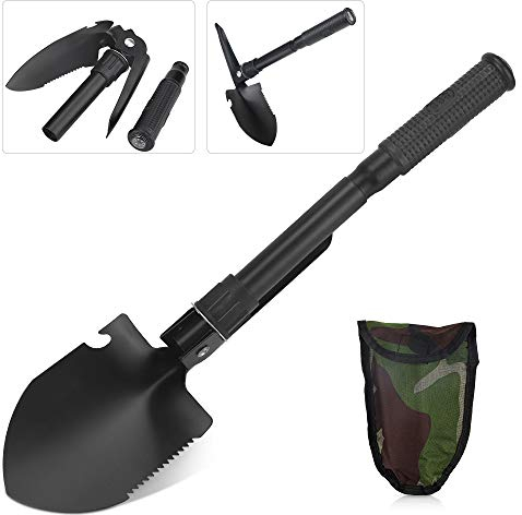 Mini Multifunzionale Pieghevole Pala,Portatile Vanga Militare Pala Con bussola,Per Escursioni, Campeggio, Giardinaggio, Sopravvivenza, Pesca