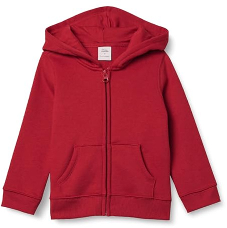 Amazon Essentials Felpe con Cappuccio Foderate in Pile con Cerniera Bambine e Ragazze, Rosso, 11-12 Anni