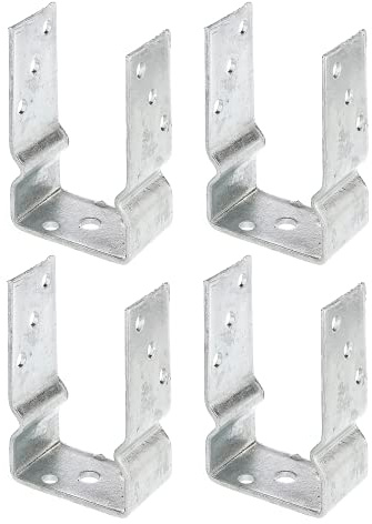Alberts 215408 U-Pfostenträger | zum Aufschrauben oder zum Einbetonieren | feuerverzinkt | lichte Breite 91 mm | 4er Set