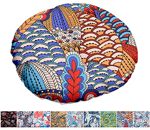 Morbuy Stuhlkissen Runde Exotische Blumen Muster Sitzkissen, Atmungsaktiv LeinenTatami Komfortable Luxuriös Stühle Bodenkissen Sitzauflagen für Outdoor Garten Office Sessel (40x40cm,B)
