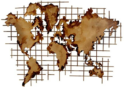 KunstLoft Wanddeko Metall | 100% HANDGEFERTIGT | 100x75x3cm | Wandbild Metall 'Golden World' | Abstrakte Skulpturen | Gold Beige | Wandskulptur | Metalldeko Wand Wohnzimmer