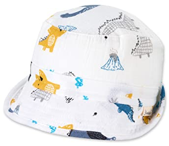 Sterntaler Baby Jungen Hut Baby Fischerhut Dinos - Baby Hut, Kopfbedeckung Baby Sommer, Sommerhut Baby - aus Baumwolle - beige, 49