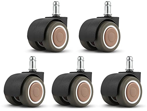 YIDAX 5Er Set Bürostuhlrollen mit 11 mm x 21 mm Universalstange, Hartbodenrollen, Drehstuhlrollen, Leise Ersatzrollen Aus Weichem Gummi, Schont Böden